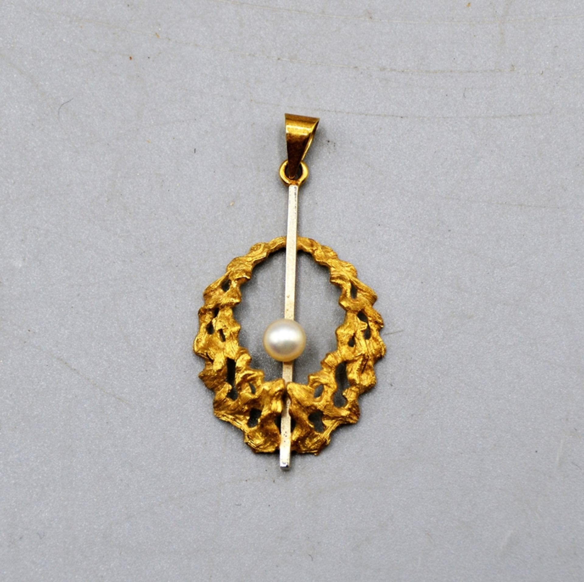 Perlenanhänger 585 Gold, ca. 3,5 cm, 3,6 g