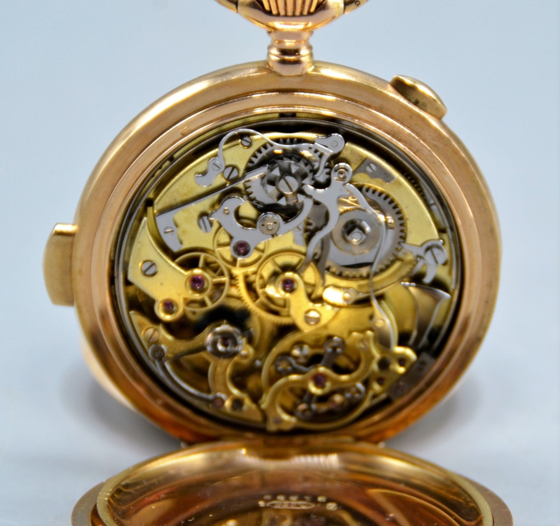 CB Savonnette Taschenuhr 585 Gold Schlagwerk Stoppfunktion, Schlagwerk für Stunden Viertelstunden M - Image 6 of 8