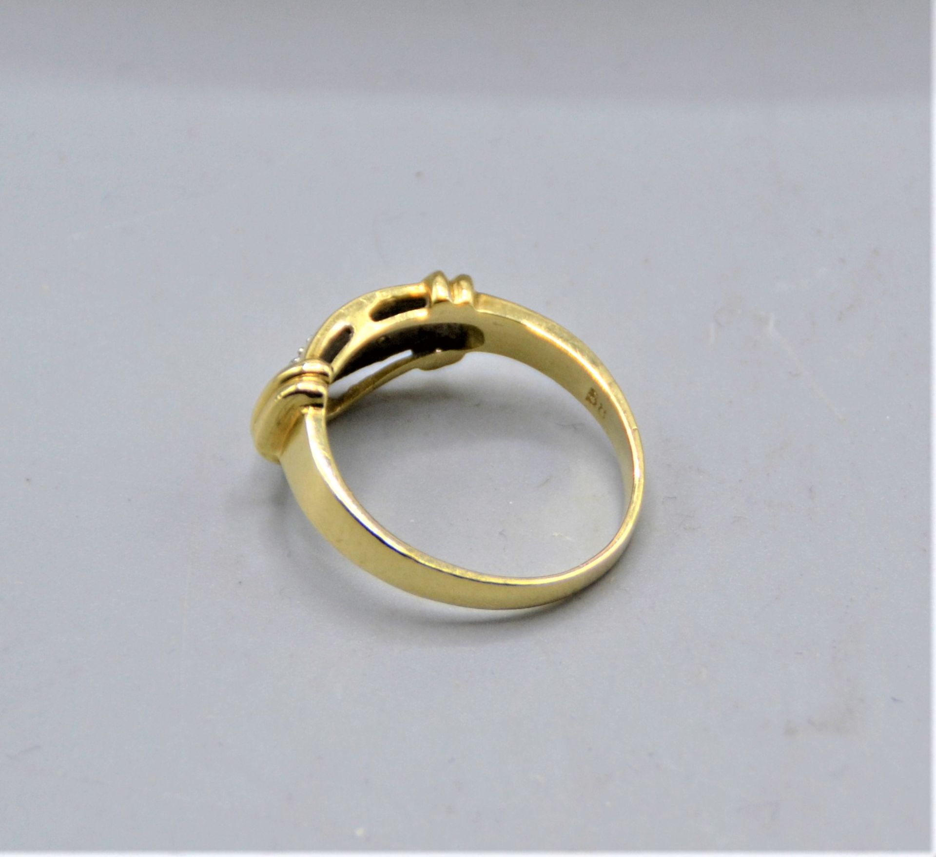 Schmuckset Collier Ring Gold 585 mit kleinen Diamanten, Collier ca. 41,5 cm 16,2 g, Ring Ø ca. 18 m - Image 4 of 4