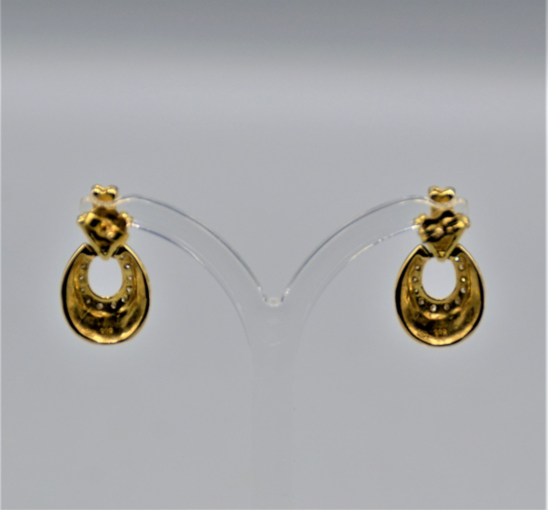 Ohrstecker 585 Gold m. kl. Diamanten, ca. 2,3 cm, 5,1 g - Image 2 of 2