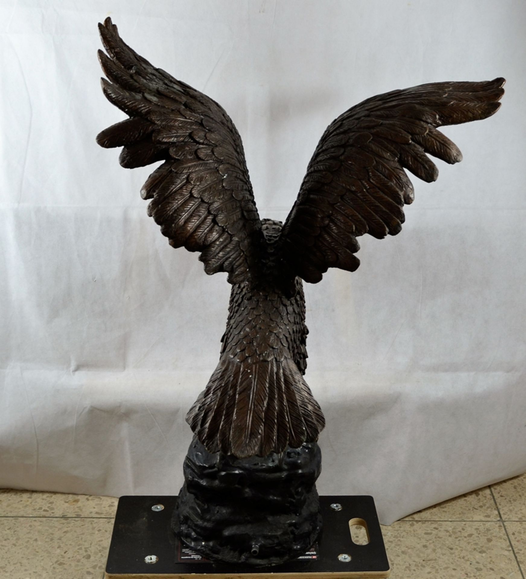 Brunnenfigur Bronzefigur Adler groß 20 Jhdt., große schwere Adler Bronzeskulptur Brunnenfigur (inne - Image 6 of 11