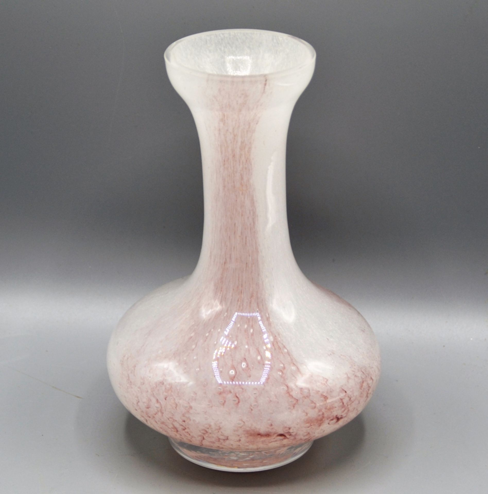 Glas Schale Vase weiß rosa, Schale mundgeblasen signiert "Sabine Walter 84" Ø 32,5 cm, Vase nicht s - Bild 3 aus 3