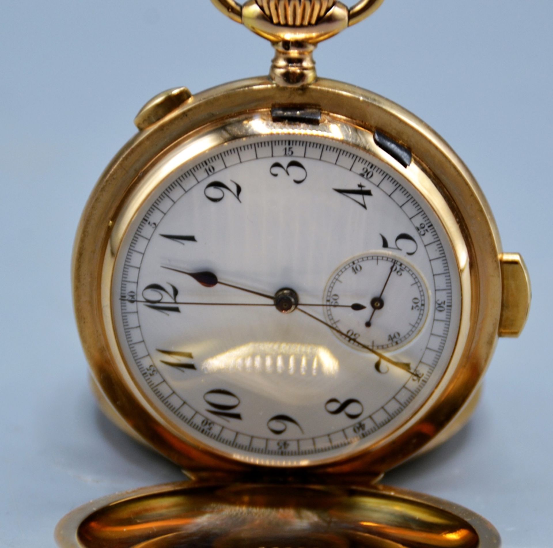 CB Savonnette Taschenuhr 585 Gold Schlagwerk Stoppfunktion, Schlagwerk für Stunden Viertelstunden M - Image 4 of 8