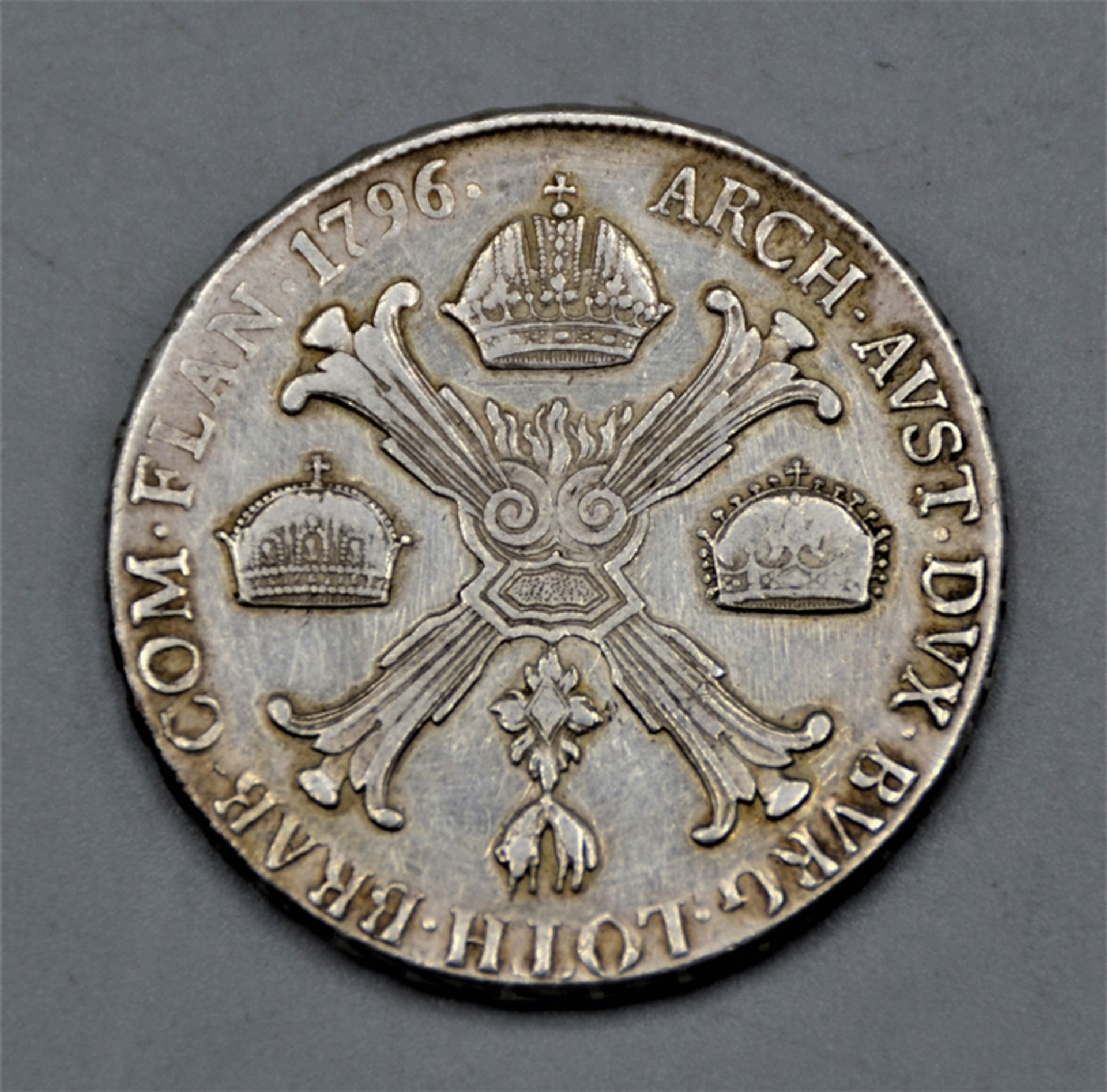 1 Taler 1796 F Franz II. Österreichische Niederlande Kronentaler, Felder geglättet - Bild 2 aus 2