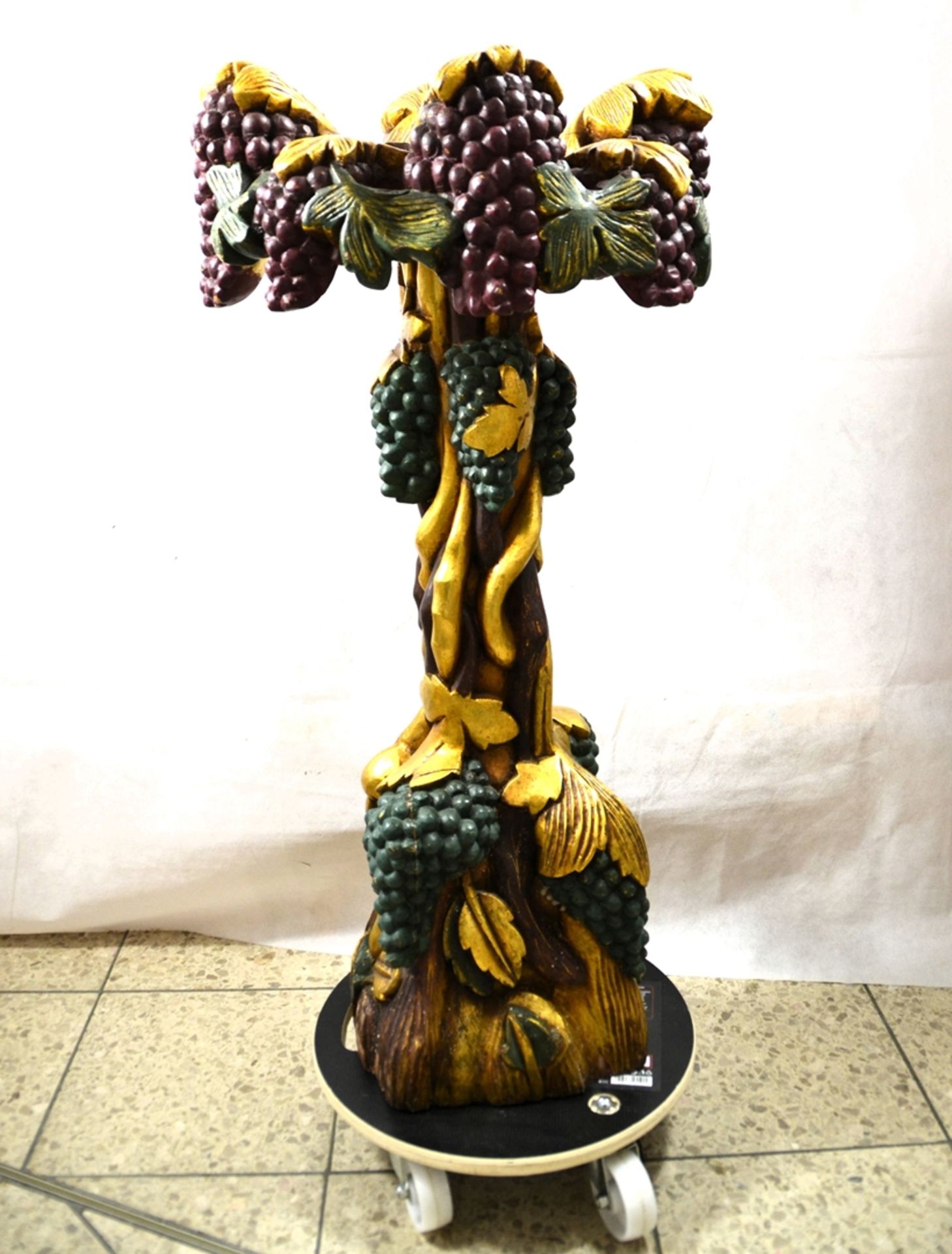 Weinstock Weinrebe groß geschnitzt gefasst ca. 91 cm, ideal als hochwertiges Dekostück für Winzer, 