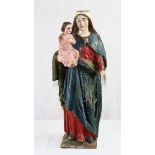 Muttergottes Madonna Schnitzfigur 19 Jh., ca. 56,5 cm, Beschädigungen