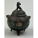 A CHINESE BRONZE AND CLOISONNÉ CENSER