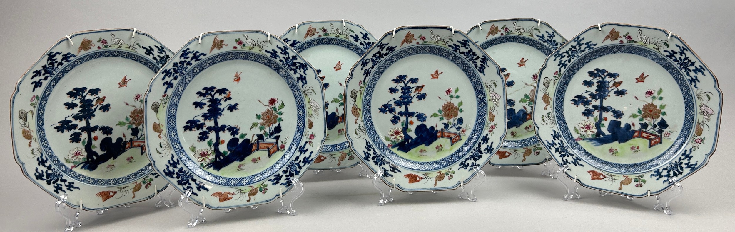A CHINESE PORCELAIN PART DINNER SERVICE, QIANLONG PERIOD CIRCA 1750, comprising a pair of meat