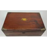 VICTORIAN WRITING SLOPE, mahogany brass bound 38cm x 23cm x 12cm