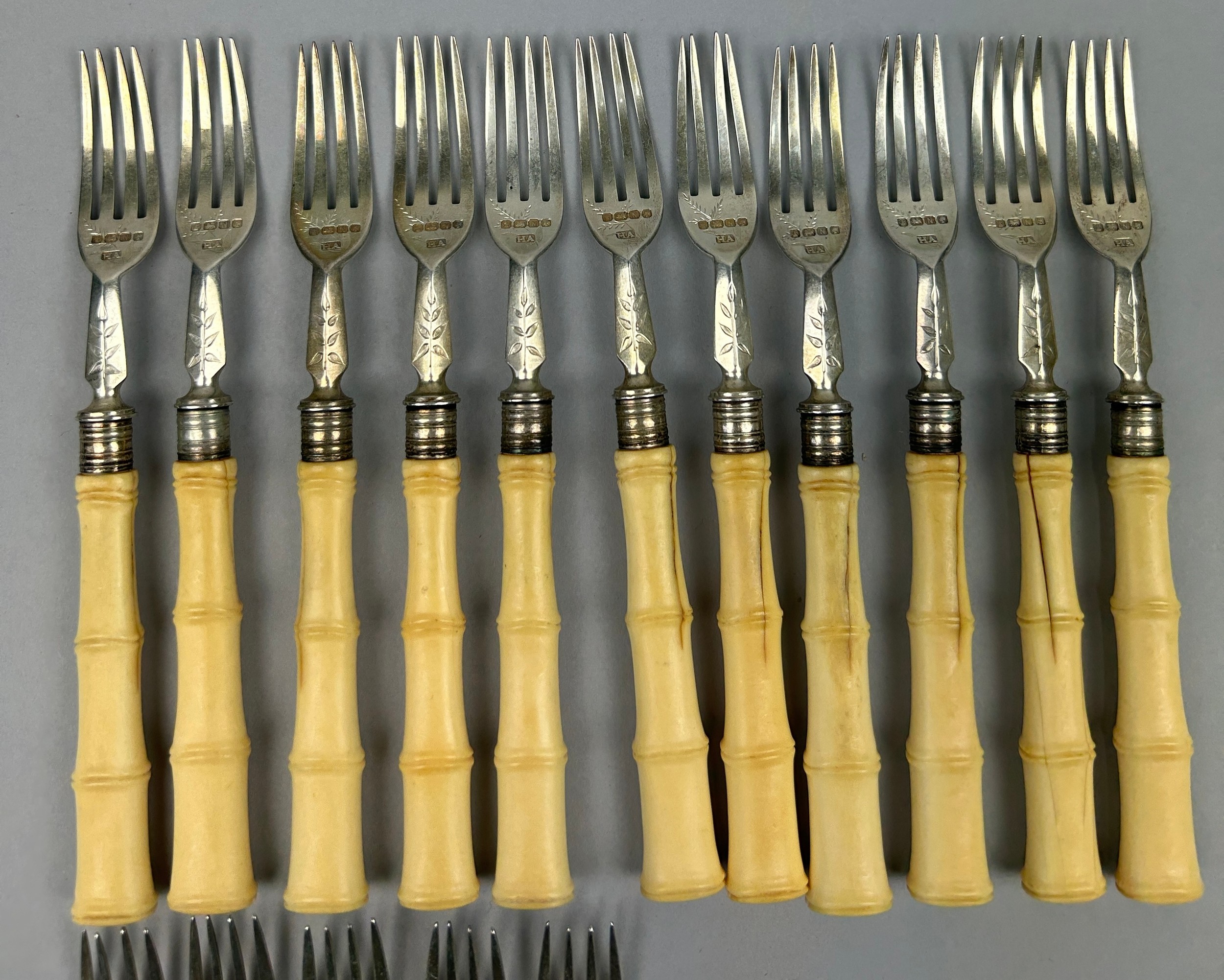 SILVER CUTLERY SETS OF KNIVES AND FORKS, to include marks for William Hutton and Son's Sheffield (