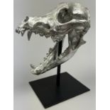 METALLIC CAST OF AN ANIMAL SKULL 20cm x 12cm