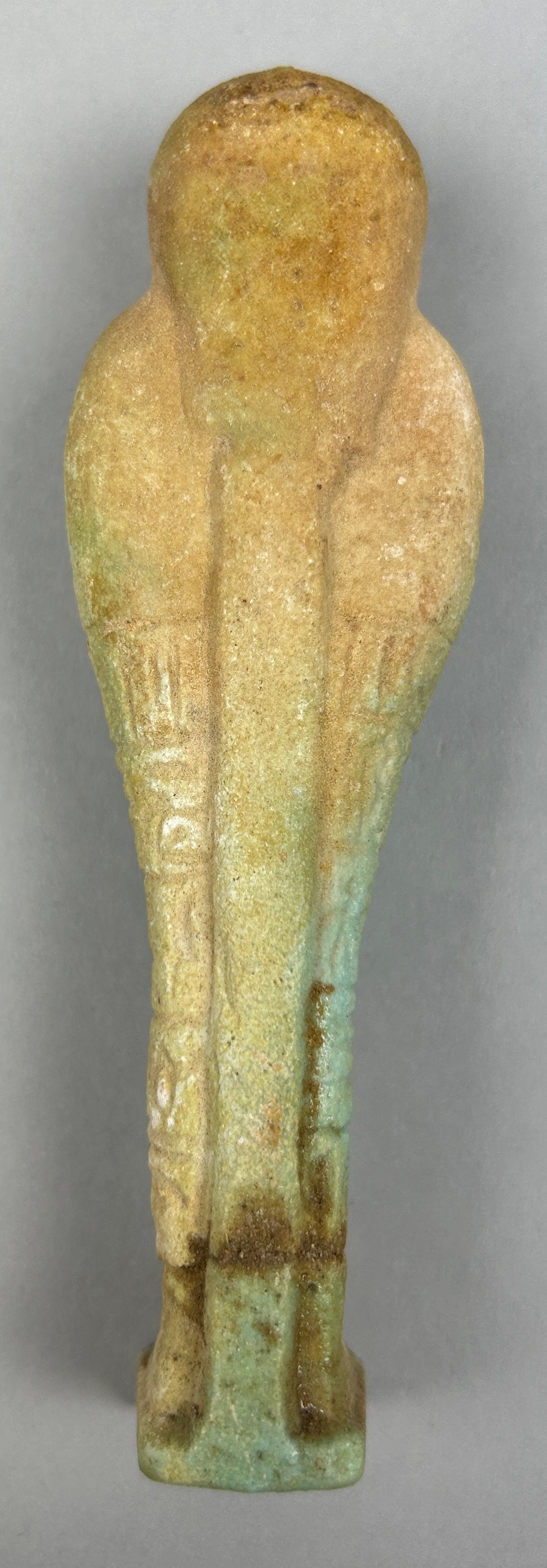 THREE EGYPTIAN GREEN FAIENCE SHABTI'S, possibly ancient. - Image 2 of 11