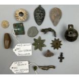 A COLLECTION OF METAL DETECTING ANTIQUITY FINDS, to include Saxon animal broach, neolithic flint,