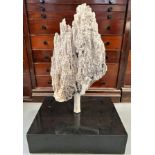 A LARGE STALACTITIC QUARTZ MINERAL ON STAND, 65cm x 35cm including base