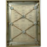 ETON COLLEGE INTEREST: THE RULES OF THE ETON SOCIETY, mounted in ribbon and cane display.
