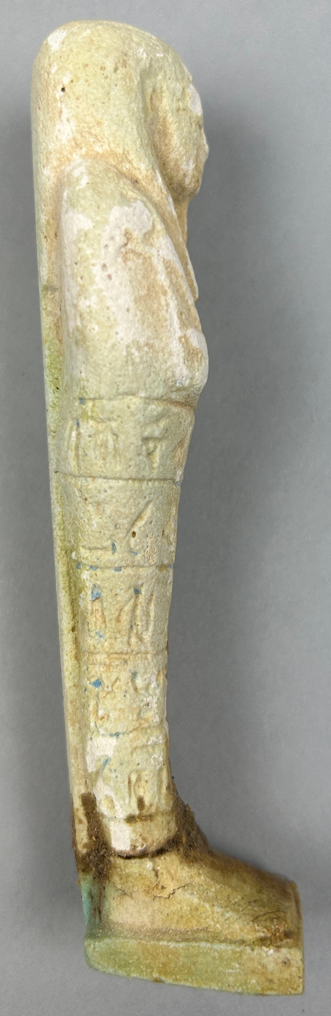 THREE EGYPTIAN GREEN FAIENCE SHABTI'S, possibly ancient. - Image 7 of 11