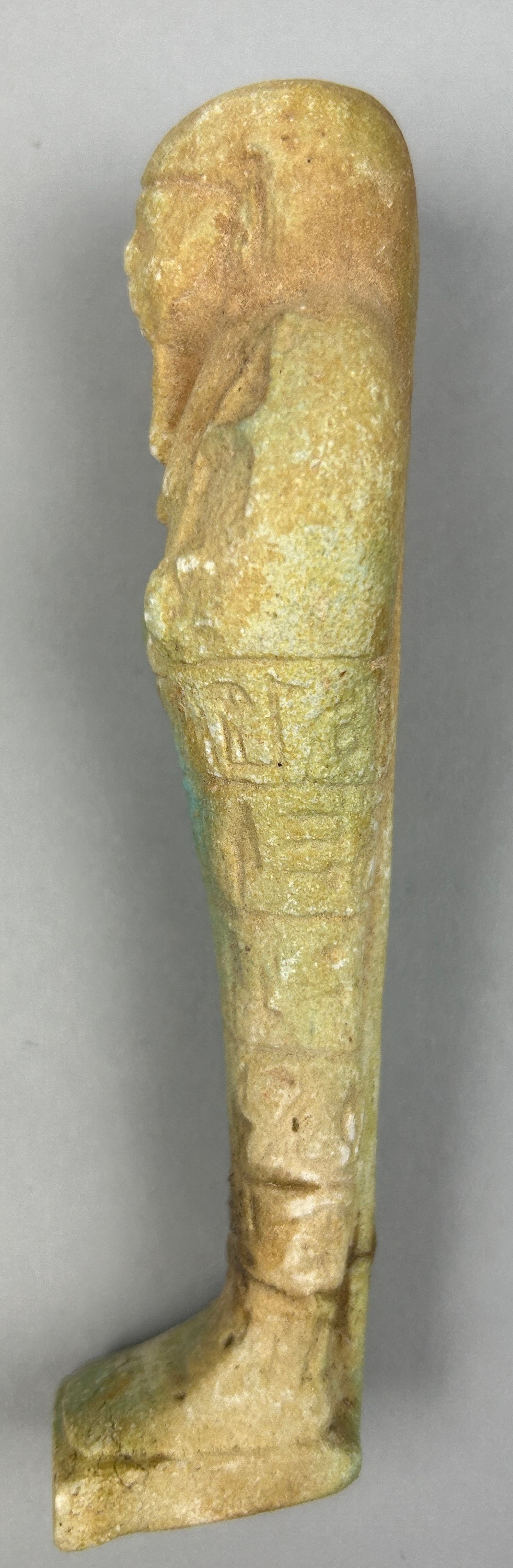 THREE EGYPTIAN GREEN FAIENCE SHABTI'S, possibly ancient. - Image 4 of 11