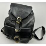 A GIANNI VERSACE BLACK LEATHER BACKPACK 33cm x 25cm x 8cm