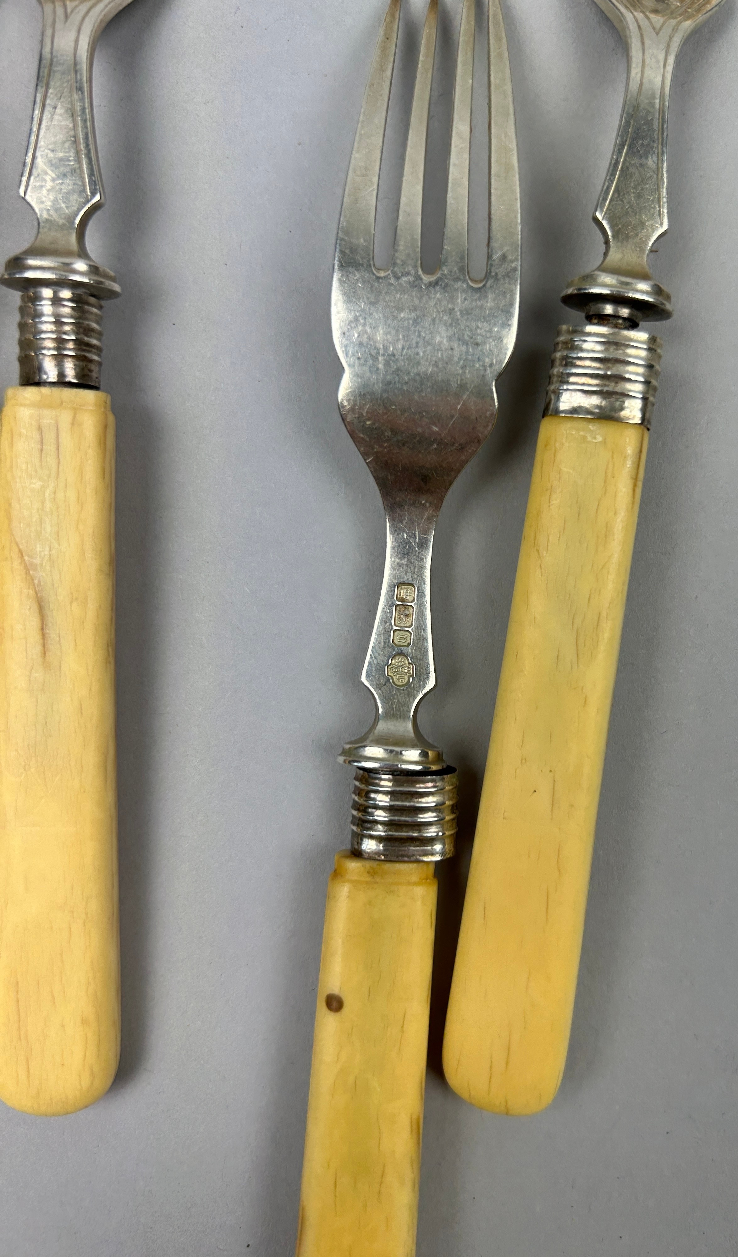 SILVER CUTLERY SETS OF KNIVES AND FORKS, to include marks for William Hutton and Son's Sheffield ( - Image 6 of 7