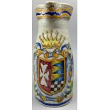 AN ITALIAN CRACKLE GLAZED MAJOLICA JUG, with coat of arms.