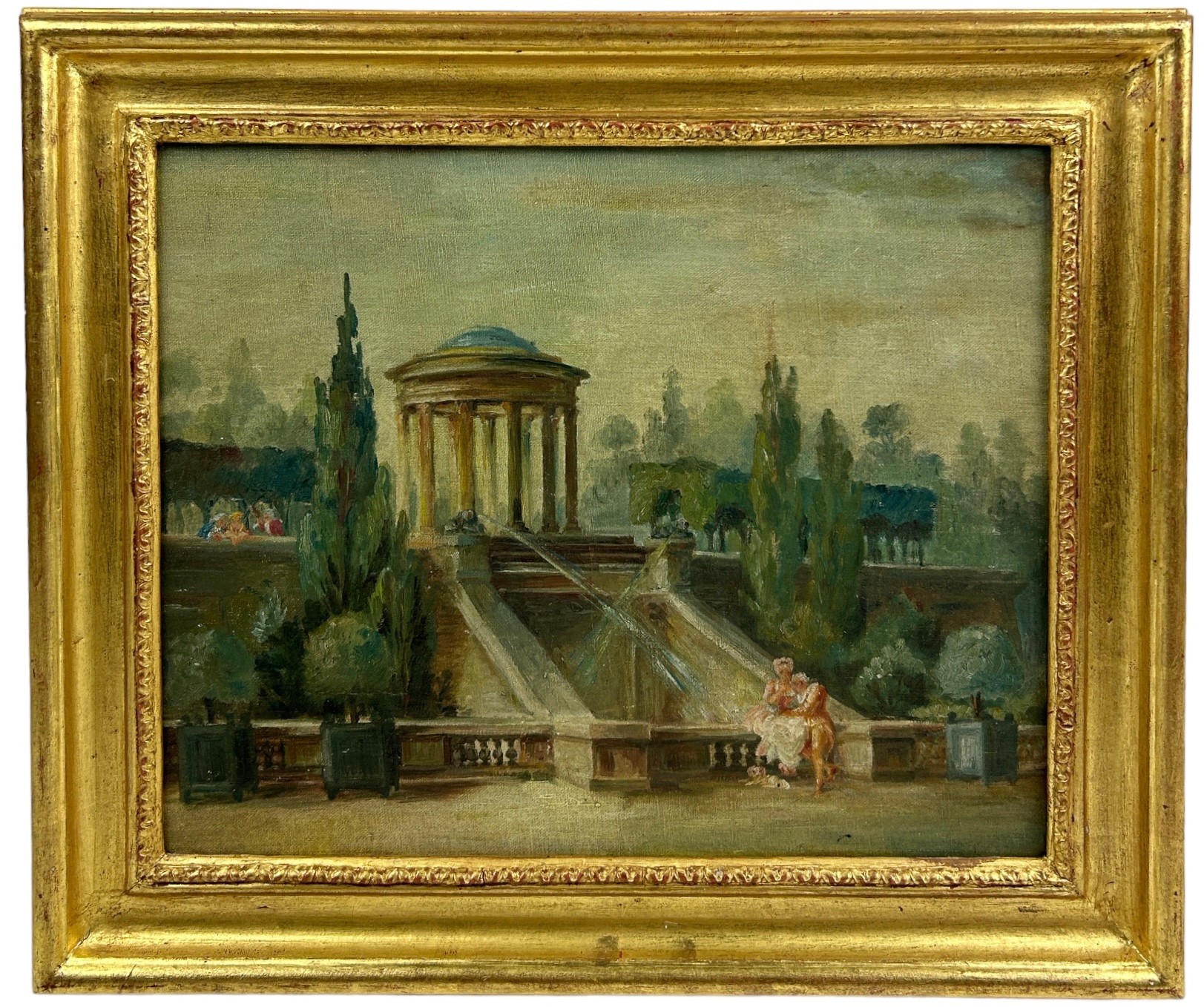 19TH CENTURY CONTINENTAL SCHOOL, 'Figures in the Gardens of Trivoli, Italy', oil on canvas 39cm x - Image 2 of 2