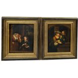 A PAIR OF 20TH CENTURY OIL ON COPPER DOMESTIC STUDIES (2) 19cm x 15cm