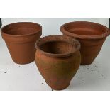 THREE TERRACOTTA GARDEN PLANTERS