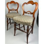 A PAIR OF VICTORIAN SIDE CHAIRS UPHOLSTERED IN FLORAL EMBROIDERED PATTERN (2) 83cm in height