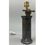 A LAMP MADE FROM A LADIES VAGINAL IRRIGATOR 'VERITABLE IRRIGATEUR DU DOCTEUR EGUISIER', 29cm in