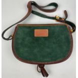 A LOEWE CAZA CARDABON HANDBAG, green suede and brown leather