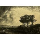 AFTER REMBRANDT (1606-1669) 'THE THREE TREES' 1643, later impression. 22cm x 17cm Mounted in sleeve.