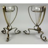 ATTRIBUTED TO WILLIAM ARTHUR SMITH BENSON (1854-1924), conical glasses in art nouveau brass stands