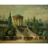 19TH CENTURY CONTINENTAL SCHOOL, 'Figures in the Gardens of Trivoli, Italy', oil on canvas 39cm x