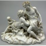 A CAPODIMONTE BLANC DE CHINE PORCELAIN GROUP, depicting two ladies and an infant.