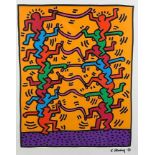 AFTER KEITH HARING (1958-1990) 'UNTITLED' 1985 OFFSET PRINTED IN FRANCE POSTER, mounted in modern