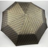 A FENDI BROWN MONOGRAM UMBRELLA