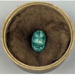 AN ANCIENT EGYPTIAN SCARAB BEETLE, ex collection presented by G.J Johnson in 1954 in old museum box.