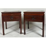 A PAIR OF CHINESE HARDWOOD BEDSIDE TABLES Some tape marks **Please note that this lot is stored at