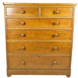 A LARGE VICTORIAN SCUMBLE PINE CHEST OF DRAWERS, comprising two short over four long drawers