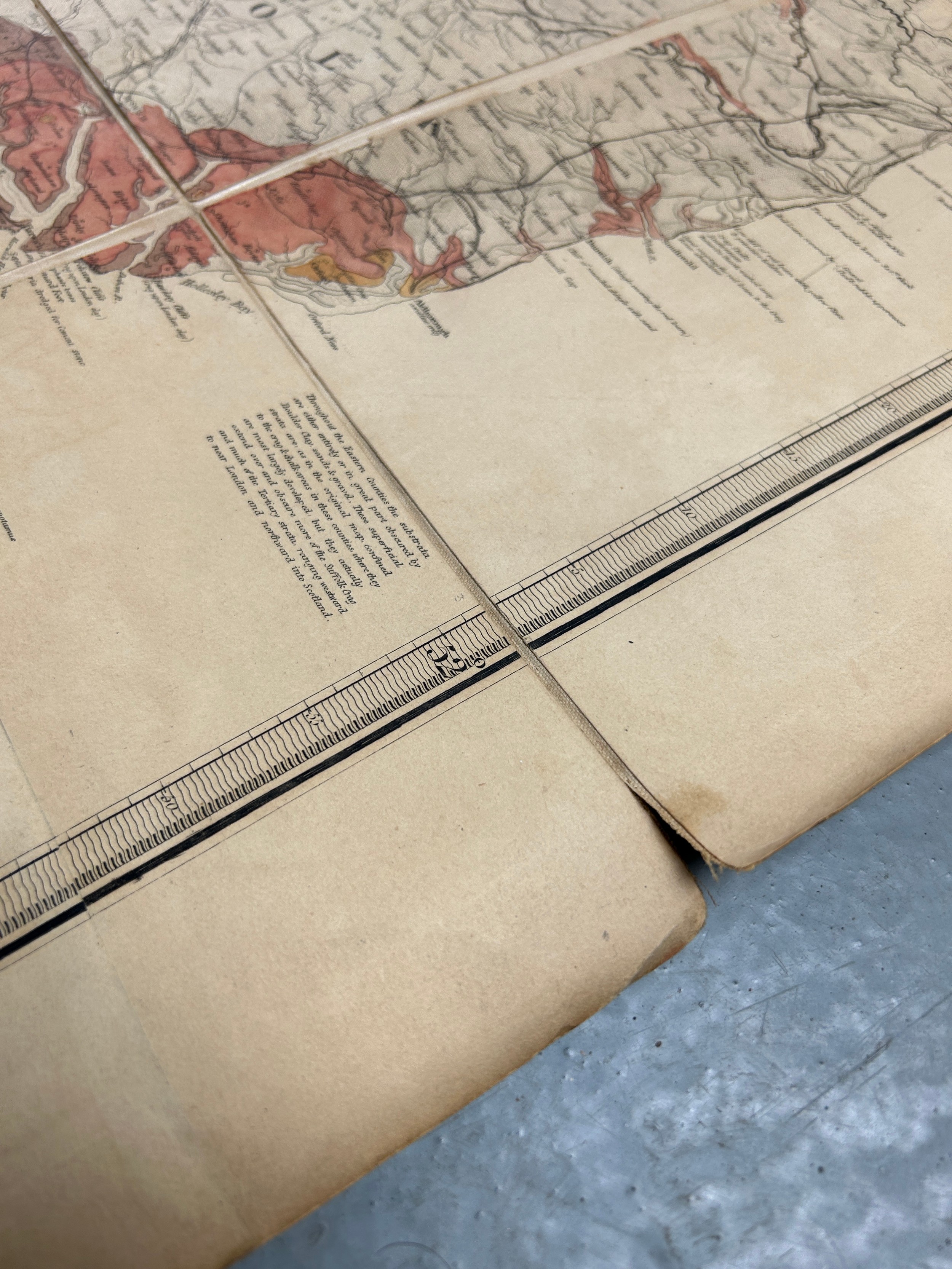 AN 1865 GREENOUGH (GEORGE BELLAS) GEOLOGICAL MAP OF ENGLAND AND WALES - Image 10 of 18