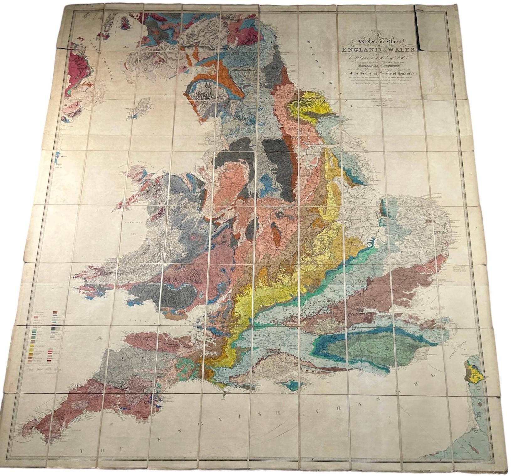 AN 1865 GREENOUGH (GEORGE BELLAS) GEOLOGICAL MAP OF ENGLAND AND WALES