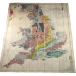 AN 1865 GREENOUGH (GEORGE BELLAS) GEOLOGICAL MAP OF ENGLAND AND WALES