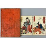 UTAGAWA KUNISADA (TOYOKUNI III) (JAPANESE 1786-1865), two booklets with coloured fronts and backs