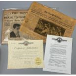 HISTORIC NEWSPAPER ARCHIVES: Two newspapers, one from 1935, the other from 1949. Sporting and murder