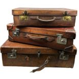 THREE LEATHER SUITCASES, one possibly with label for 'star line'?