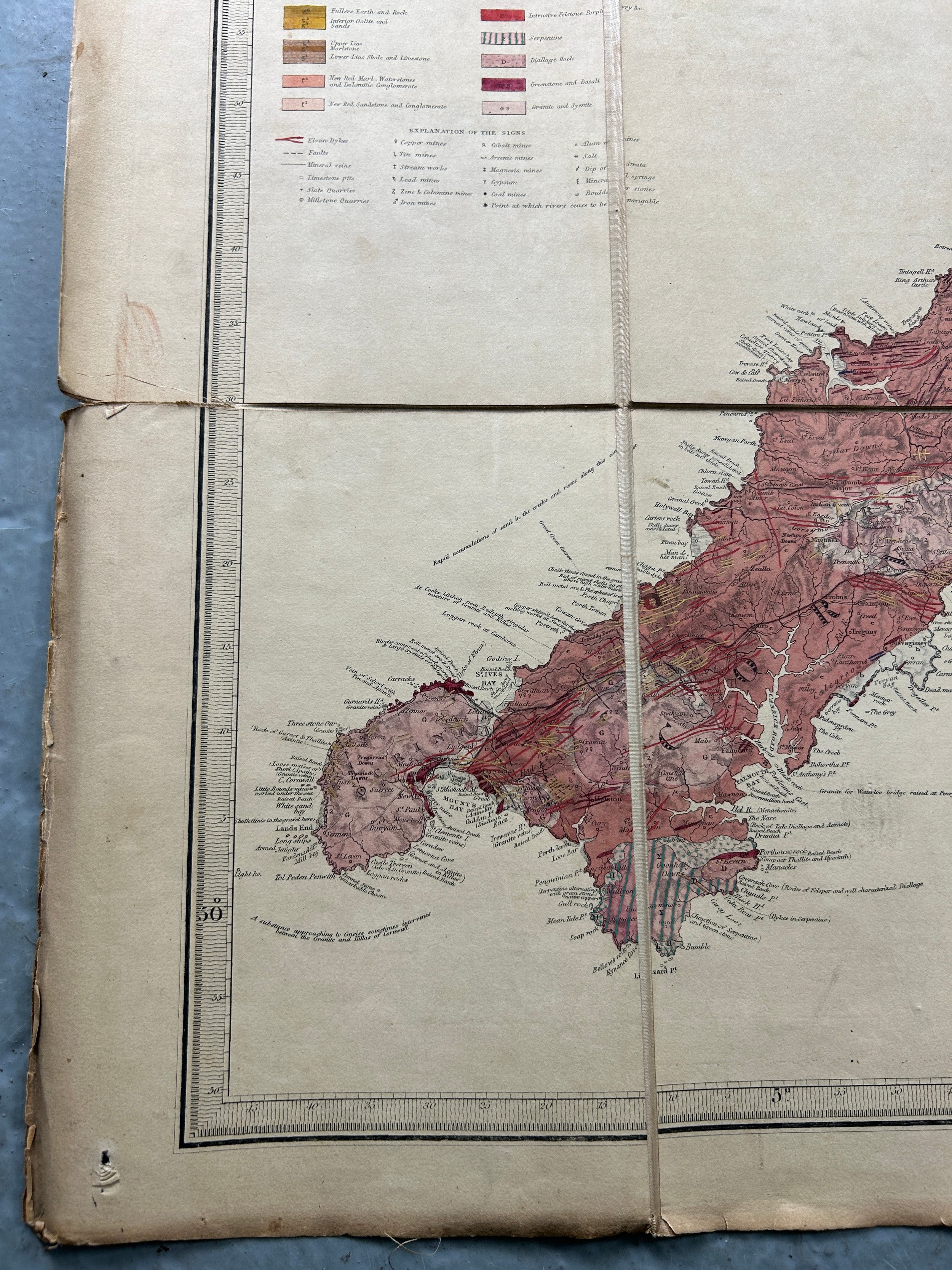 AN 1865 GREENOUGH (GEORGE BELLAS) GEOLOGICAL MAP OF ENGLAND AND WALES - Image 12 of 18