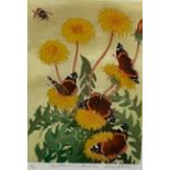 DAVID KOSTER (1926-2014) 'Red Admirals on Dandelion' limited edition lithograph of butterflies,