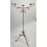 GOLD PAINTED CANDLEABRA, Rococo in style with C scrolls and rope twist Hand crafted wrought iron.