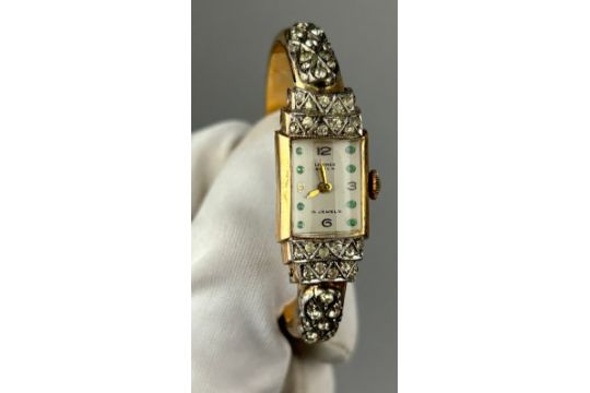 PROPERTY OF A TITLED LADY: TWO LEVINEX 12 JEWEL WATCHES WITH ROLLED GOLD STRAPS, coloured stones - Image 2 of 7