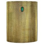 PROPERTY OF A TITLED LADY: A LARGE 9CT GOLD OVAL SHAPED CIGARETTE CASE, with opal push piece